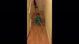 Calm little girl and puppy zoomies