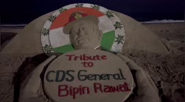 Heartfelt sand tribute to deceased Indian Chief of Defense Bipin Rawat