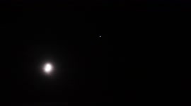 Spectacular conjunction of Jupiter, Saturn and Venus in the night sky above Kent, UK