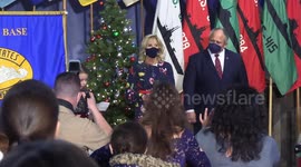 Jill Biden delivers remarks to families of the USS Delaware crew at holiday gathering