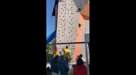 A wall climbing contest. When you are twice as fast than the others