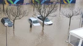 Cars washed away as record floods hit Pamplona, Spain