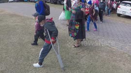 Santa Claus arrives in helicopter to bring joy to sick children in Guatemala