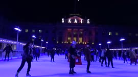 Skaters beat cold weather wave at Somerset House ice rink in central London