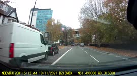 Van come on wrong side of the road in front of me to avoid red light