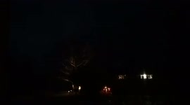 Severe thunderstorm hits southwestern Nova Scotia with a close lightning strike hitting a powerline