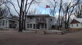 Waterfront cottages blasted by strong winds in Long Point, Ontario, Canada