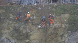 Engineers begin cliff stabilisation work for controversial development in Cornwall, UK