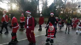 Skating Santas take over London streets for festive fun