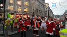Skating Santas continue their ride into London's West End