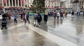 The much-criticised Christmas tree at Trafalgar Square, London, United Kingdom 12 December 2021