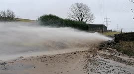 Villagers on the Pennine Way in UK shocked by jet of water spewing from road