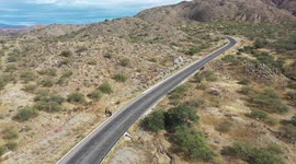 Aerial view of the landscape of the mountains and the road that goes from Imuris  Sonora, Mexico