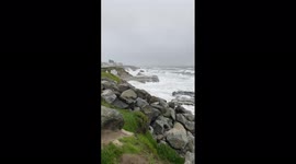 US: Winter Storm With Strong Wind Brings High Waves To Northern California Coastal Area