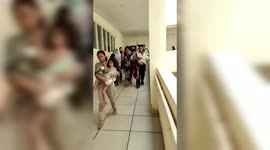 Packs of people run to hospital to save themselves from 7.3 magnitude earthquake in Indonesia