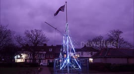 Flag mast masquerading as Christmas tree in Kent