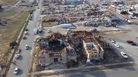 Cleanup efforts continue as aerial footage shows aftermath of catastrophic tornado that left 74 dead in Kentucky