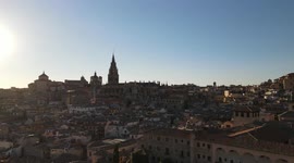 Nice aerial image of the city of Toledo, with the cathedral and the old town.