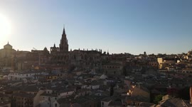 Nice aerial image of the city of Toledo, with the cathedral and the old town.
