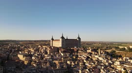 Nice aerial image of the city of Toledo, with the cathedral and the old town.