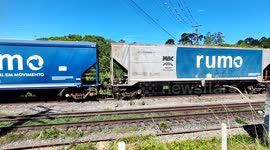 Aerial view of a freight train in Sao Paulo, Brazil