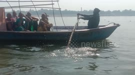Siberian birds come from thousands of kilometers away to take Sangam bath in Magh Mela, Daraganj, India
