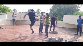 Indian martial arts enthusiast manages to kick through 11 concrete blocks