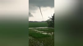 Dramatic footage shows tornado ripping through Indonesia rice fields