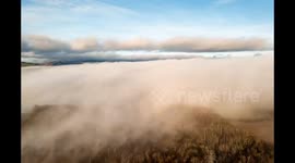 Watch this spectacular drone time-lapse footage of fog rolling across the Shropshire countryside