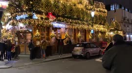 Christmas lights galore at the Churchill Arms pub in Kensington
