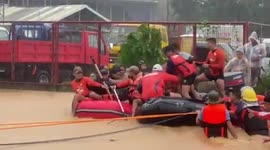 Coast guard rescues locals from super typhoon Rai floods in the Philippines