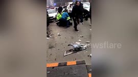 Funeral van rams into cars as driver attempts to escape traffic police in China