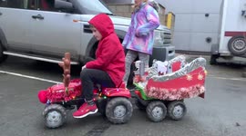 Mini Christmas Illuminated tractor run held in Welshpool Mid-Wales for charity.