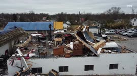 Further aerial footage shows depth of catastrophic tornado that left 74 dead in Kentucky
