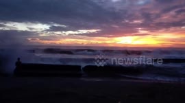 Seawall collapses as super typhoon Rai ravages the Philippines