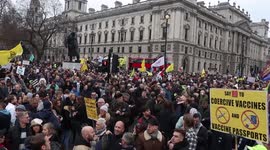 Large crowd gathers in London to protest against COVID measures
