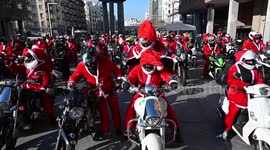 Hundreds of Santas on motorbikes hit the streets of Madrid