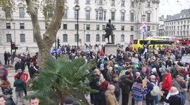 Thousands of Anti Vaccination Protesters Gather Outside Parliament Square