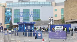 People queueing outside Chelsea Stamford Bridge Stadium to receive COVID booster jab