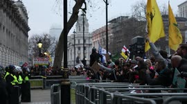 Eggs and beer bottles thrown at London police as anti-vaxxers shout 'shame on you!'