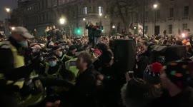 Police seize a music sound system from pro-freedom anti-lockdown protestors in Whitehall, London.