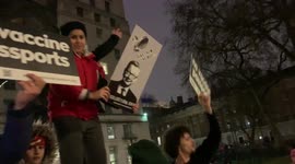 Anti-lockdown protestors dance outside Downing Street in London