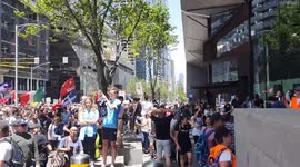 Australians protest in Melbourne against vaccine mandates and COVID policies