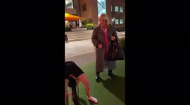 Linda Robson bumps into the most flexible girl in the world, Liberty Barros, in the streets of London during the Christmas holidays