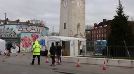 COVID TESTING Stockwell Stockwell Memorial Gardens London as  Omicron variant spreads around the UK