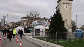 COVID TESTING Stockwell Stockwell Memorial Gardens London as  Omicron variant spreads around the UK