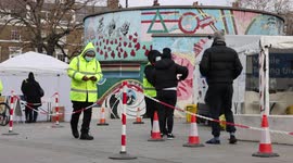 COVID TESTING Stockwell Stockwell Memorial Gardens London as  Omicron variant spreads around the UK