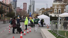 COVID TESTING Stockwell Stockwell Memorial Gardens London as  Omicron variant spreads around the UK