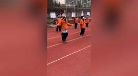 Chinese student skips until his trousers fall down to win school competition
