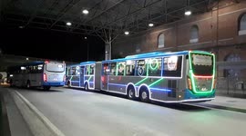 Ônibus Illuminados - Two Buses in Sorocaba, Brazil Illuminated and Decorated With Christmas Lights